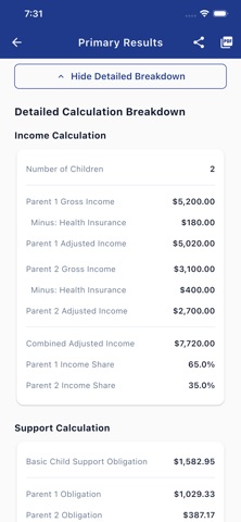 Juno Child Support Calculator screenshot 2