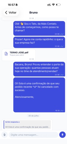 Mais Contato iPhone screenshot