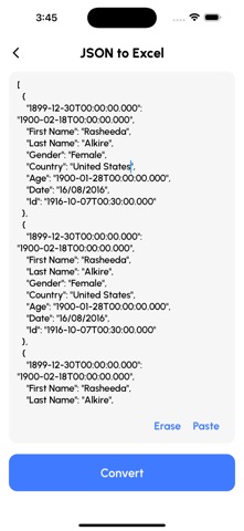 JSON Tools: XLSX CSV to JSON screenshot