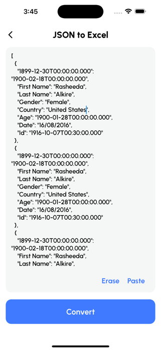 JSON Tools: XLSX CSV to JSON Screenshot 2 of 6