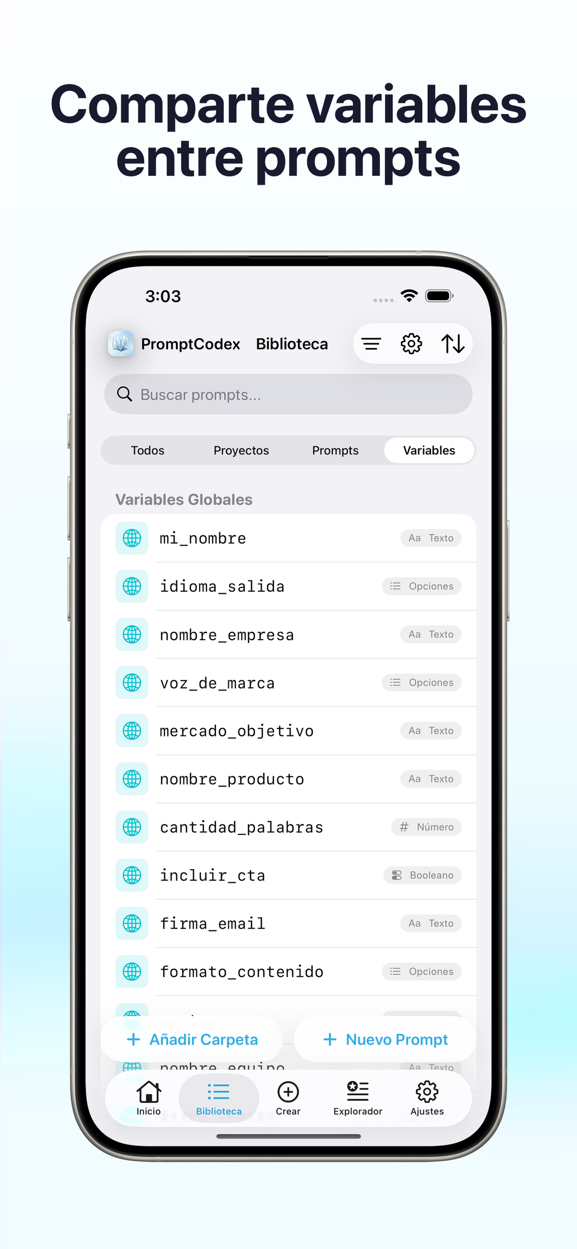 Comparte variables entre prompts
