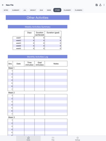 Fitness Planner iPad screenshot