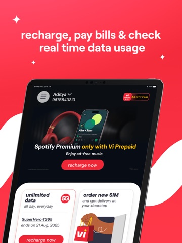 Vi: Recharges & Payments iPad screenshot 1