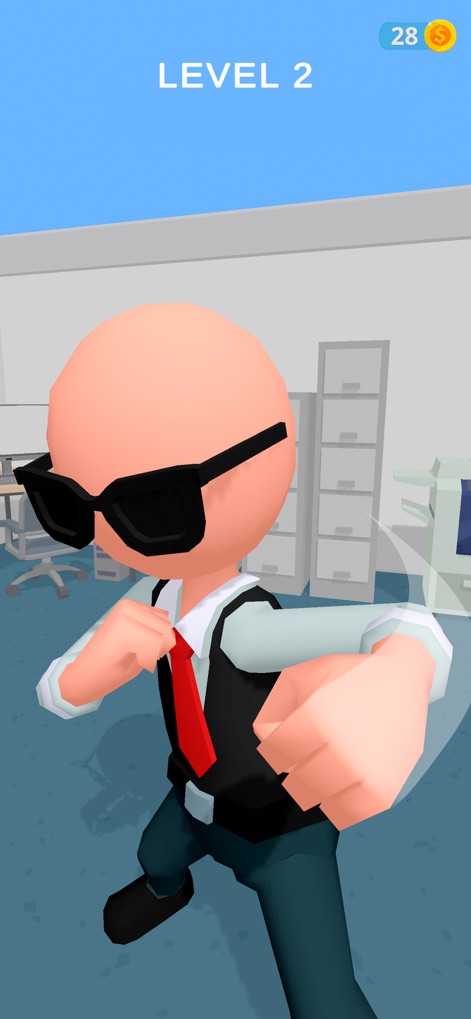 Crazy Office — Slap & Smash - Users can observe the detailed "character design" featuring stylish "sunglasses" as they prepare for the next level of office mayhem.