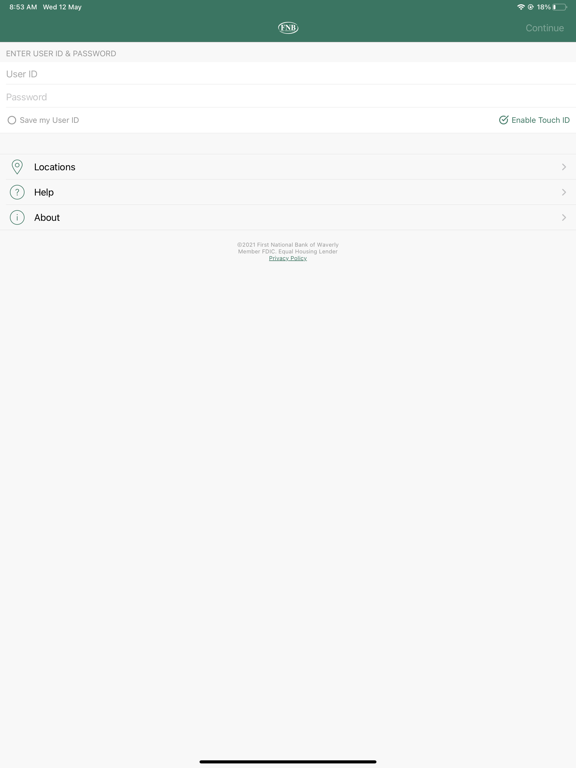 FNB Waverly Mobile iPad screenshot 2 - Finance app