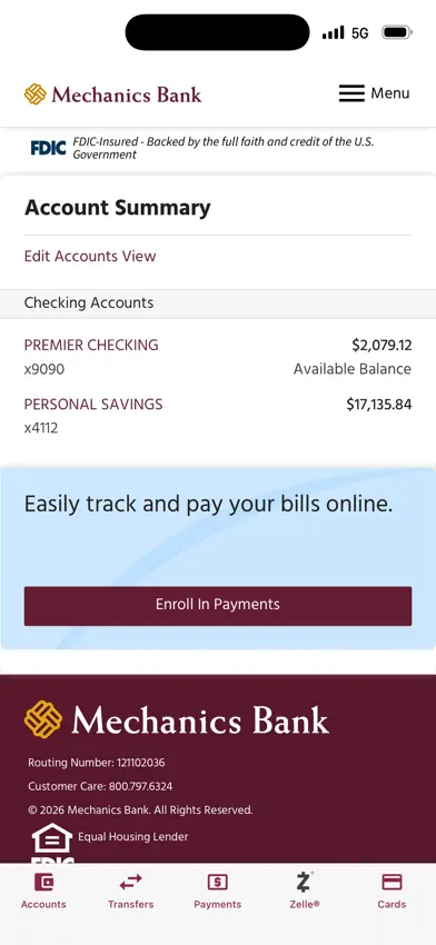Mechanics Bank Mobile Plus screenshot 2