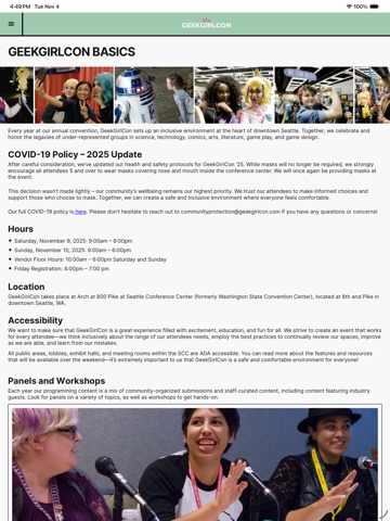 GeekGirlCon iPad screenshot