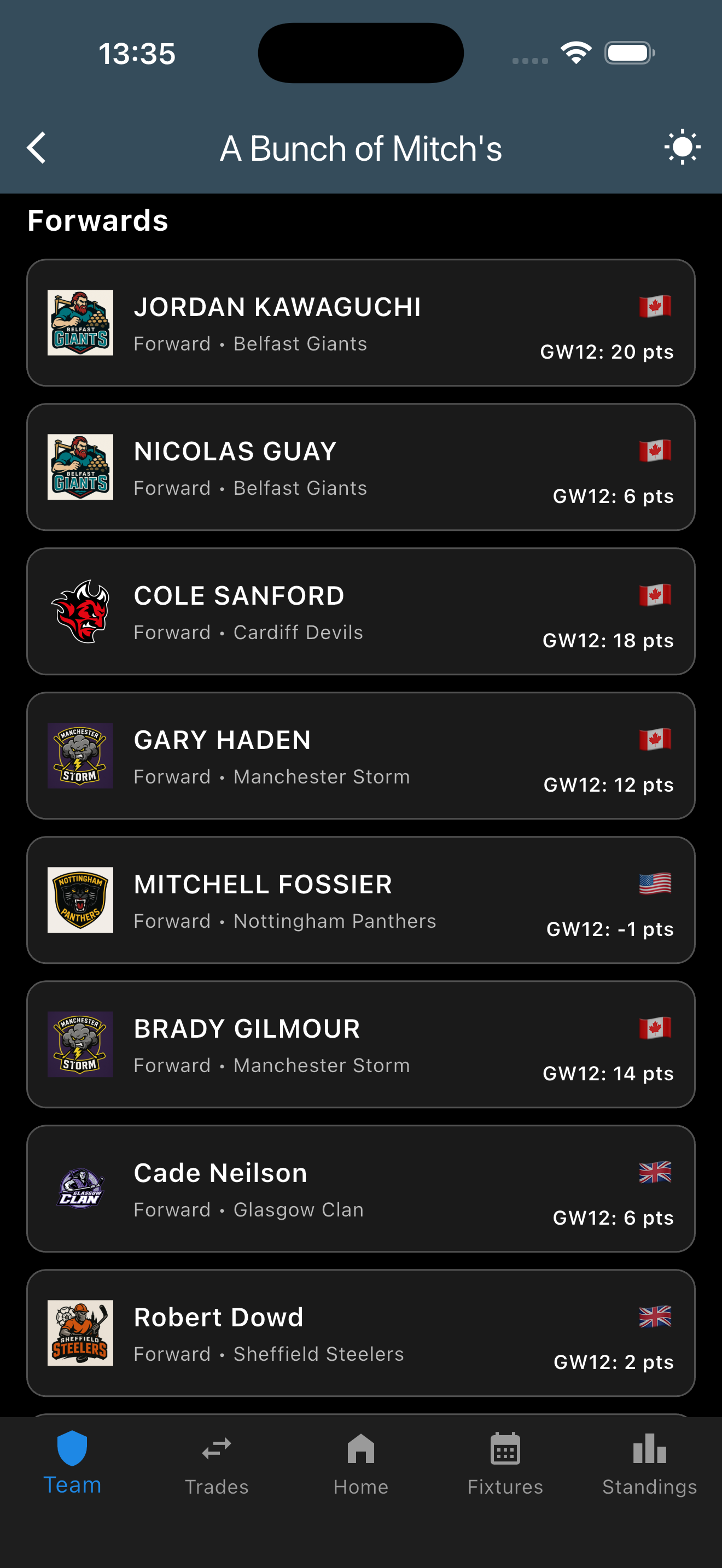 EIHL Dream Team