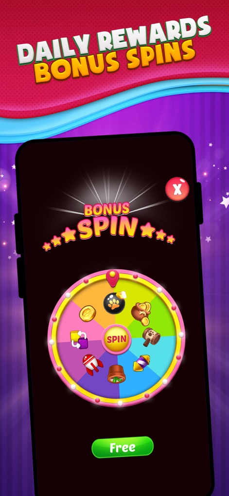 Puzzle Pop Blaster - Explore the engaging spinning wheel feature, offering users diverse rewards and exciting boosters to enhance their daily play and progression.