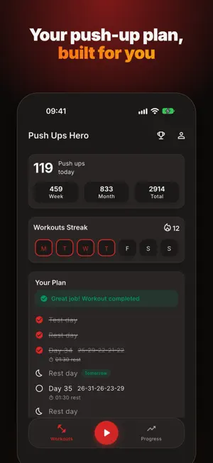 Push Ups Hero: Workout Plan screenshot 1
