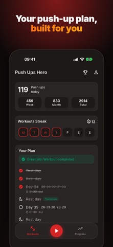 Push Ups Hero: Workout Plan Screenshot 1 of 7