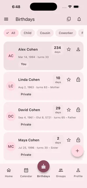 Memento Birthdays screenshot 4