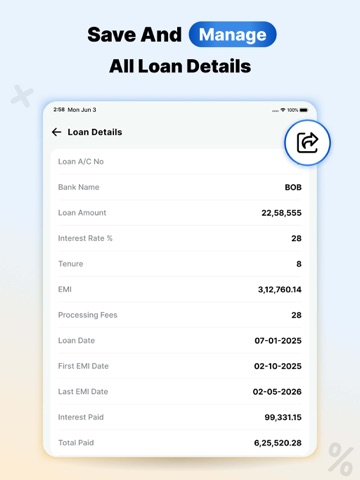 Mortgage & Loan EMI Calculator iPad screenshot