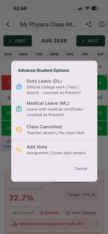 Daily Attendance Tracker App Screenshot 6 of 7