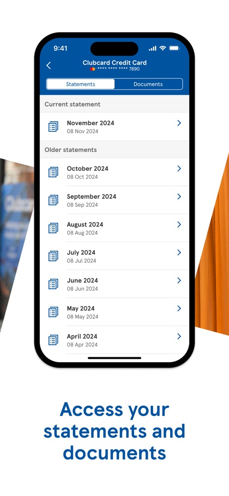 Tesco Bank and Clubcard Pay+ - Esta funcionalidad centraliza la información financiera, permitiendo el acceso fácil a los extractos bancarios mensuales y a la opción de ver documentos históricos.