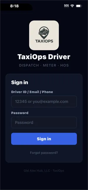 TaxiOps - Driver screenshot 1