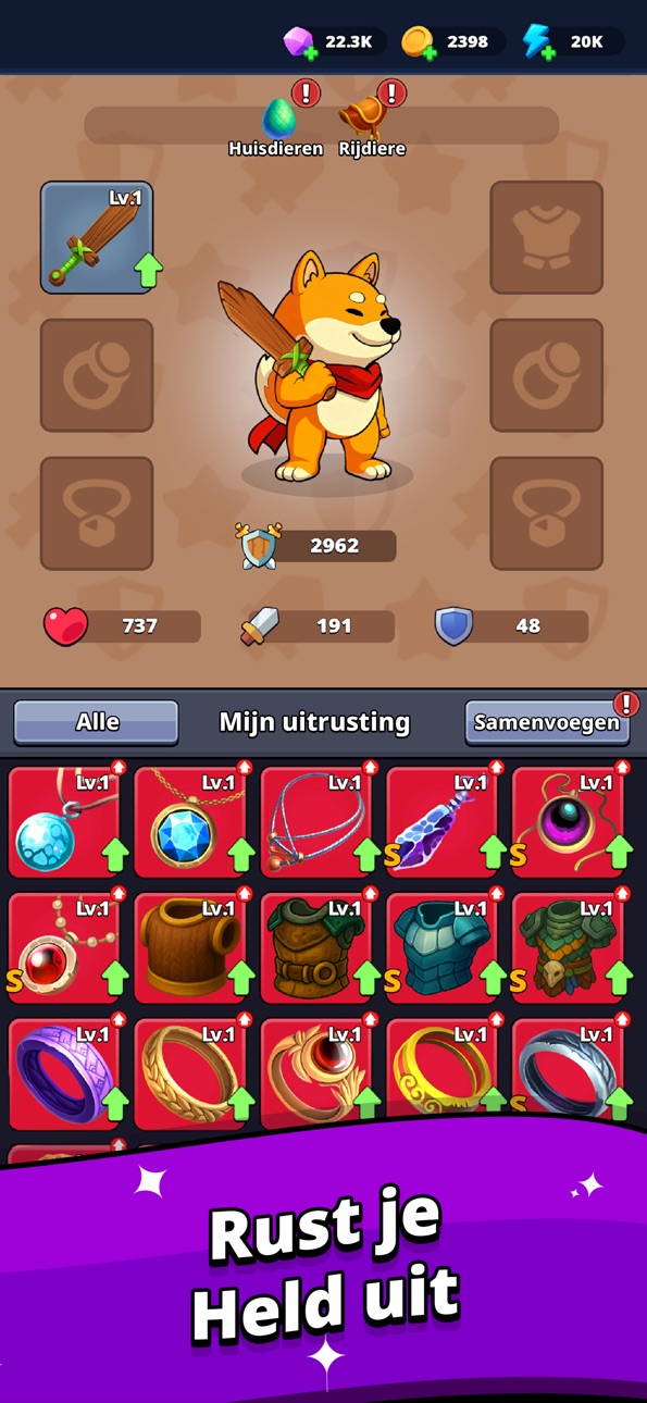 Shiba Story Go! Idle RPG Game iOS Mod IPA screenshot 5 - iOS game interface