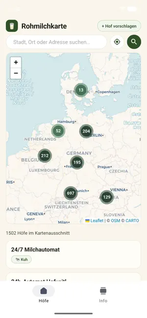Rohmilchkarte screenshot 1
