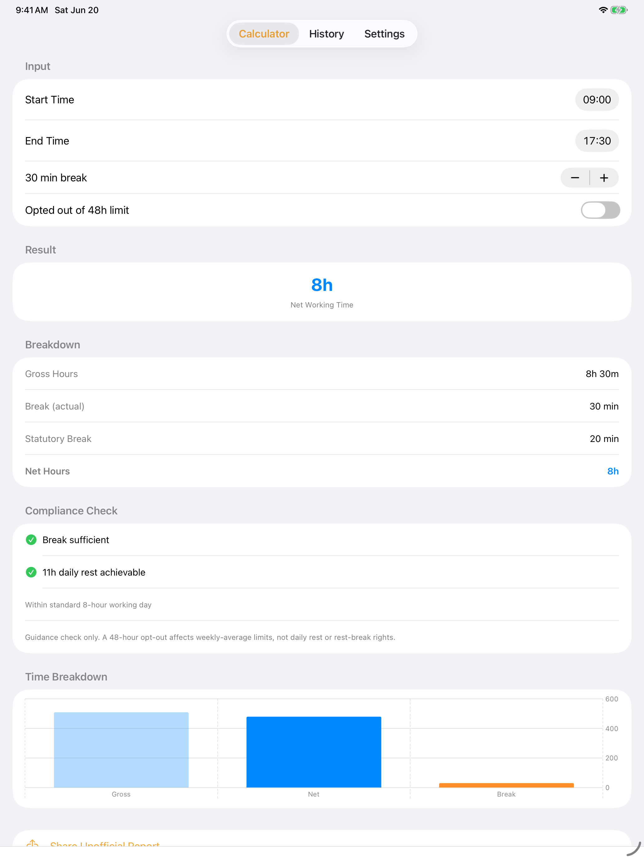 Work Hours Calculator UK