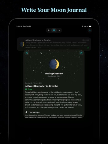 Moon Phase Calendar - Lumoon iPad screenshot