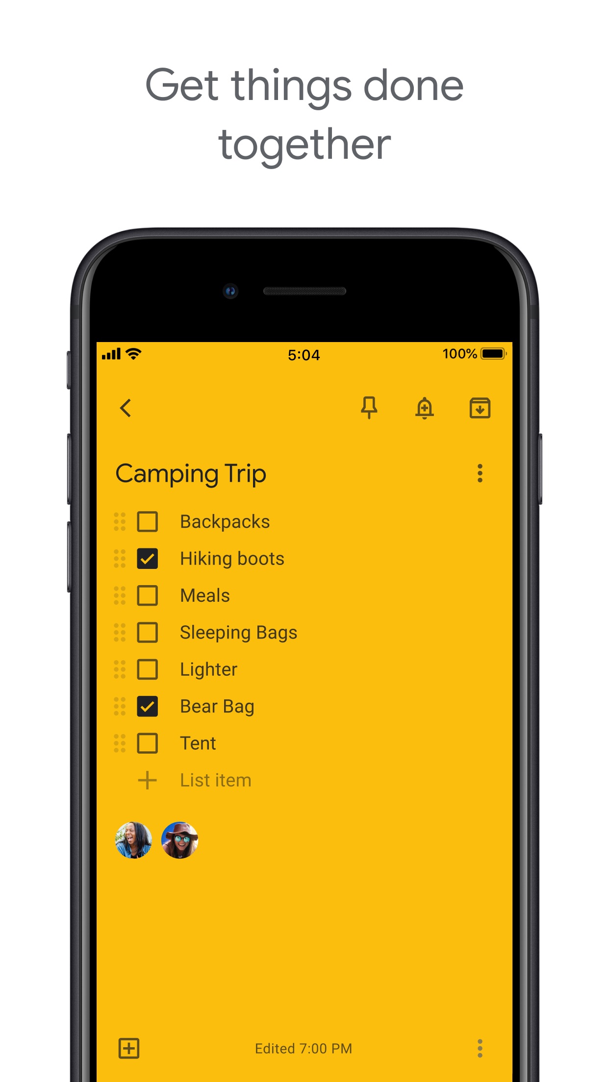 Screenshot do app Google Keep: notas e listas