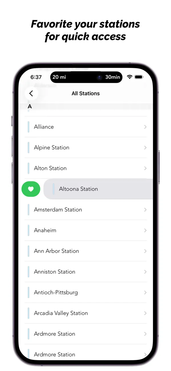 Amtrak Destinations iOS app screenshot showing feature 6
