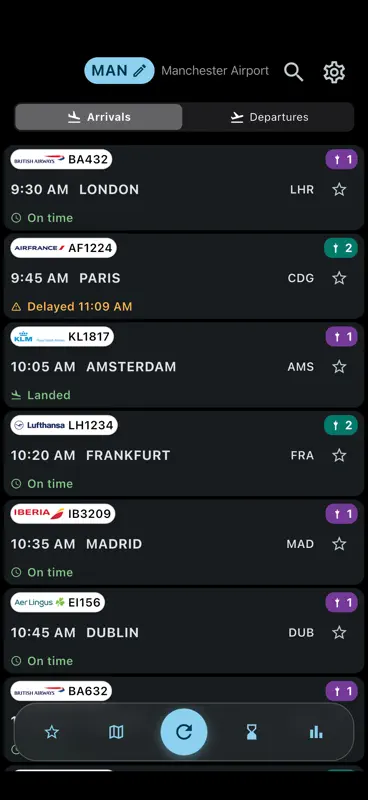 Manchester Airport: Flights screenshot 1 of 5