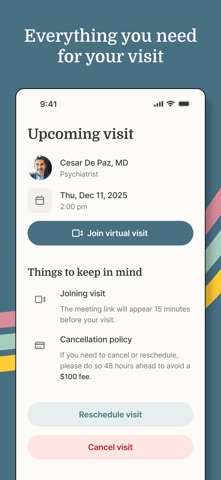 Talkiatry: Virtual Psychiatry iPhone screenshot