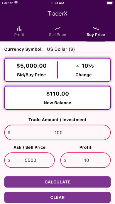 TraderX - Trading Calculator Screenshot