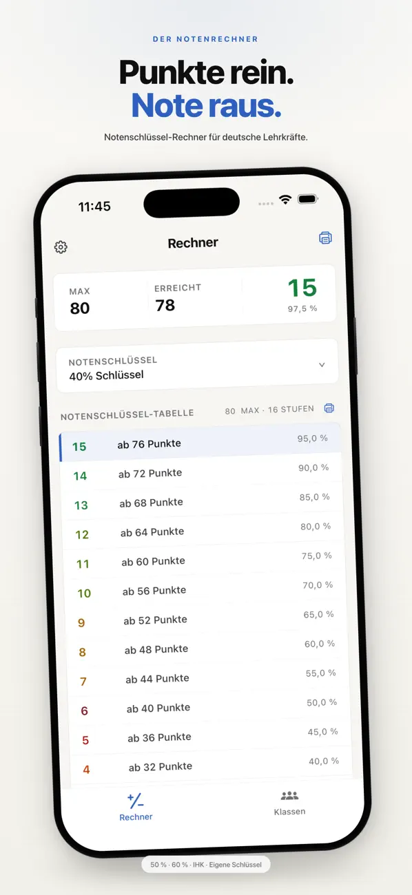 Screenshot #1 pour Notenrechner - Noten berechnen