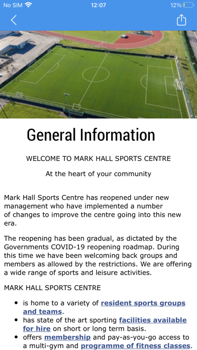 Mark Hall Sports Centre Screenshot