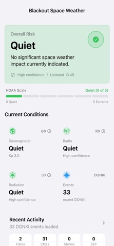 Blackout Space Weather iPhone screenshot