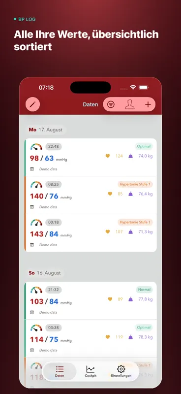 Blutdruck Log screenshot 1 of 10