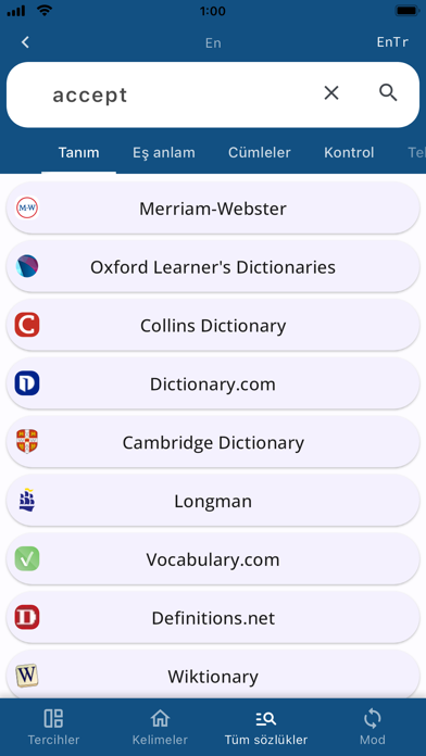 Turkish English Dictionary - Screenshot