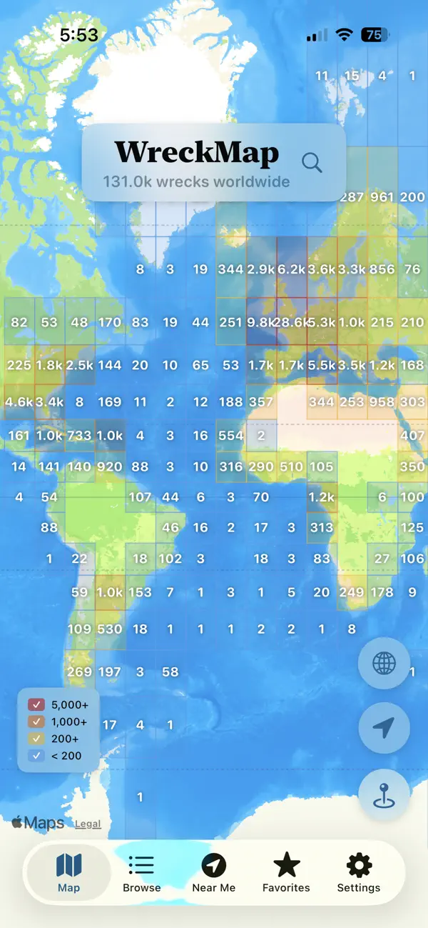 #2. WreckMap (iOS) Por: Arctic Surf Designs
