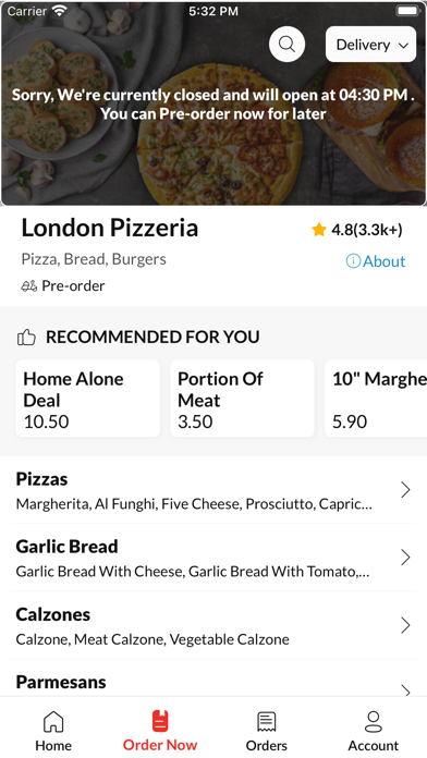 London Pizzeria Screenshot