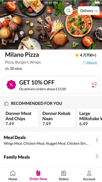 Milano Pizza Wigan. Screenshot