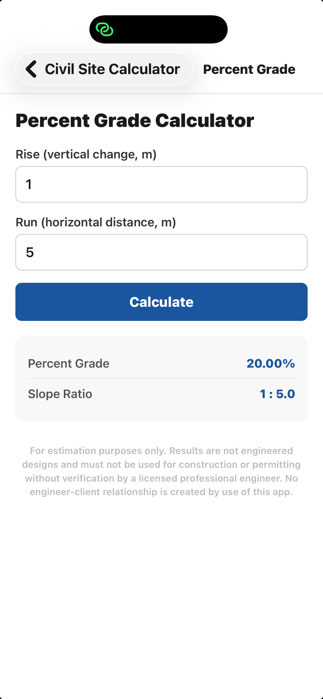 Civil Site Calculator