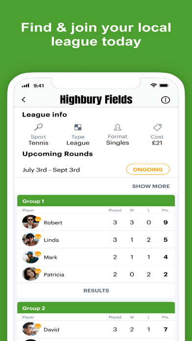Local Tennis Leagues Screenshot