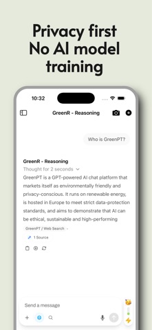 GreenPT - Sustainable AI Chat iPhone screenshot