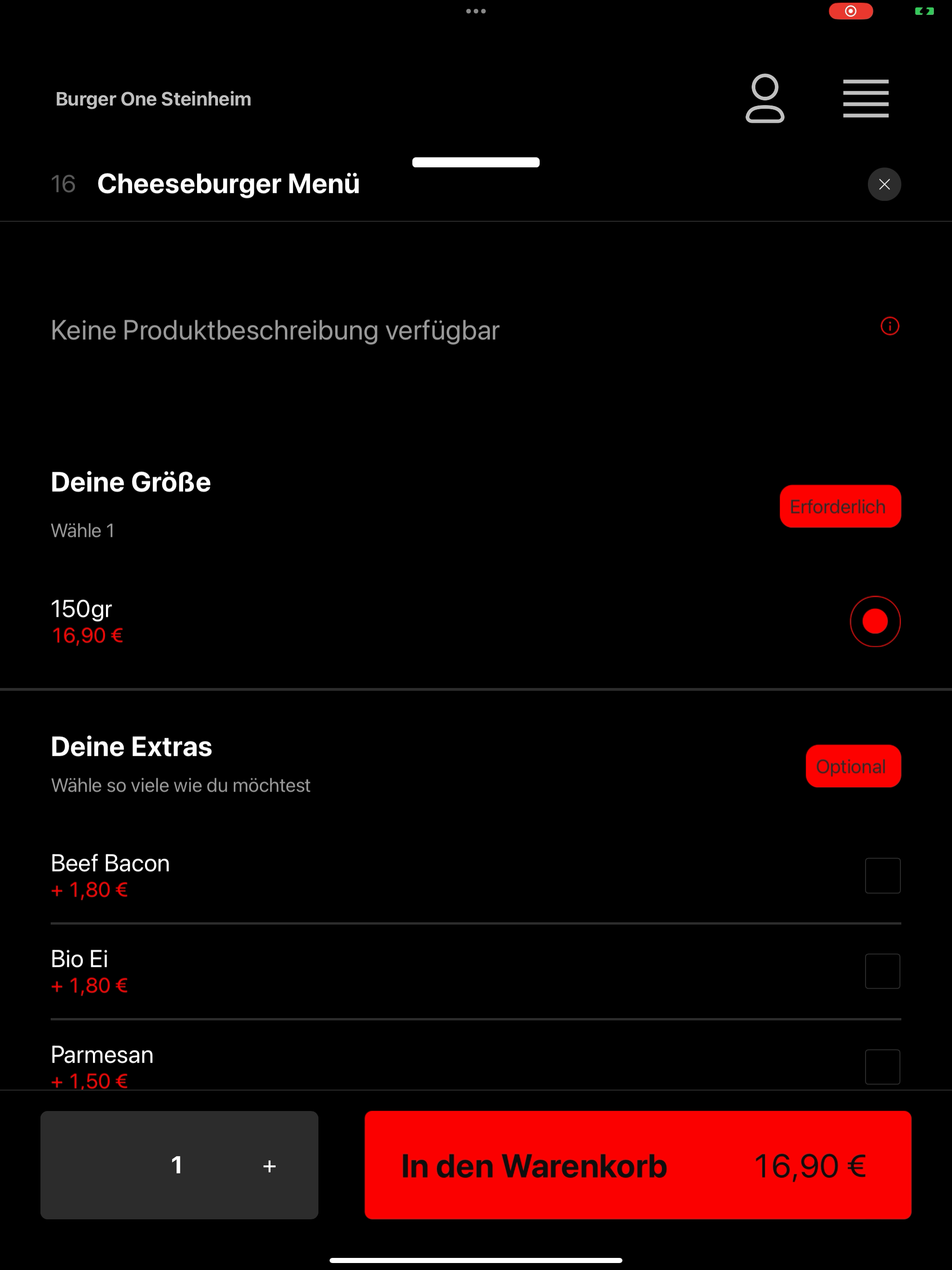 Burger One Steinheim screenshot 7
