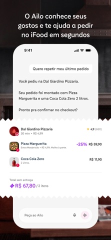 Ailo: IA de delivery do iFood iPhone screenshot 2