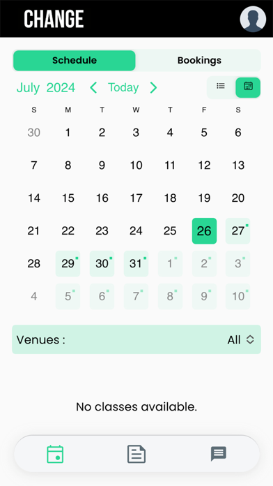 CHANGE Bookings Screenshot