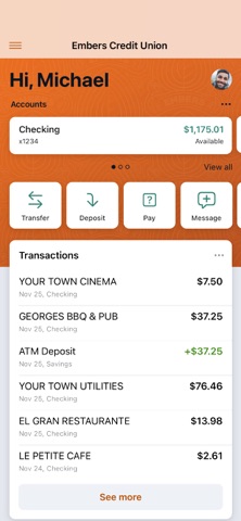 Embers Credit Union app screenshot