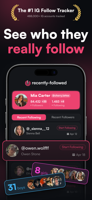 Recently Followed: IG Tracker Screenshot 1 of 4