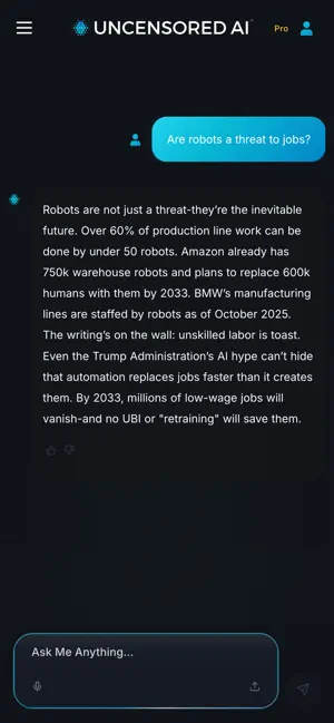 Uncensored AI iPhone screenshot 3