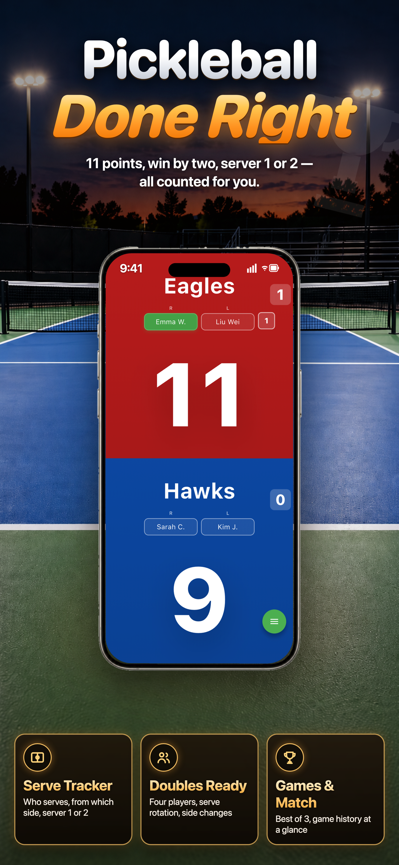 Pickleball Score & Scoreboard