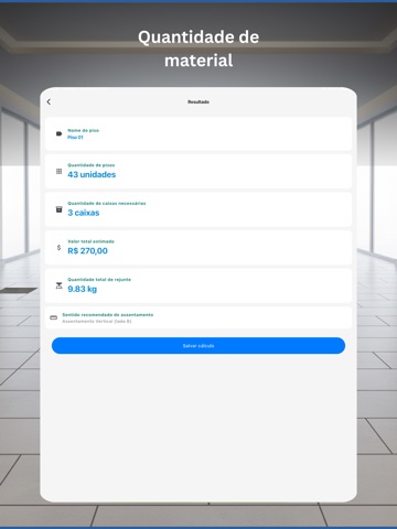 Calculadora de Revestimento iPad screenshot