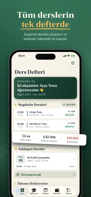Ders Defterim: Özel Ders Takip screenshot 1