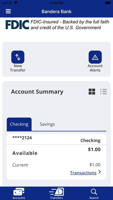 Bandera Bank Mobile Banking Screenshot